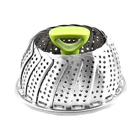 Faneli Cuiseur Vapeur Cuiseur Vapeur en Acier Inoxydable avec Manche Anti-Chaud Extensible et Pieds Antidérapants Insert Vapeur