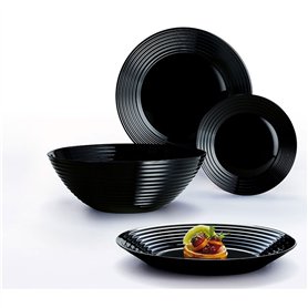 Luminarc Harena Ensemble de vaisselle 19 pièces pour 6 Noir Trempé Extra résistant