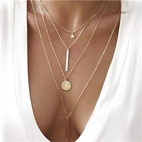 Jovono Bohemia multicouche dames collier avec pentagramme et chaînes pendentif chaînes de collier de modèle pour les femmes