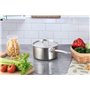 Amazon Basics Casserole avec couvercle Acier inoxydable avec revêtement aluminium 1.9 l, Argenté(Anciennement marque AmazonComme