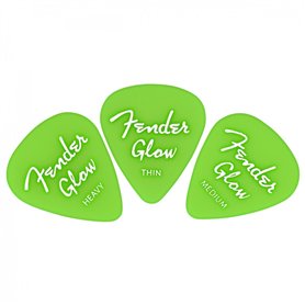 Fender® »GLOW IN THE DARK - 351 PICK MIX« Médiators pour guitare - 12 Pièces/Mix - Thin/Medium/Heavy