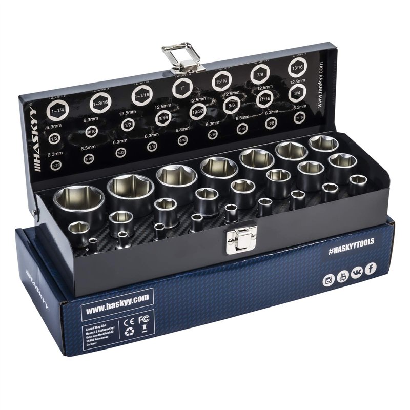 Image secondaire de HASKYY Clé à douille Douilles à noix Jeu d'outils clés douilles 24 pièces