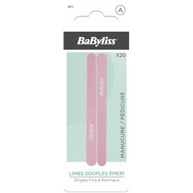 BaByliss - Pack de 20 limes emeri - Limes à ongles pour manucure & pedicure - Limes à ongles petites tailles roses - Ongles fins