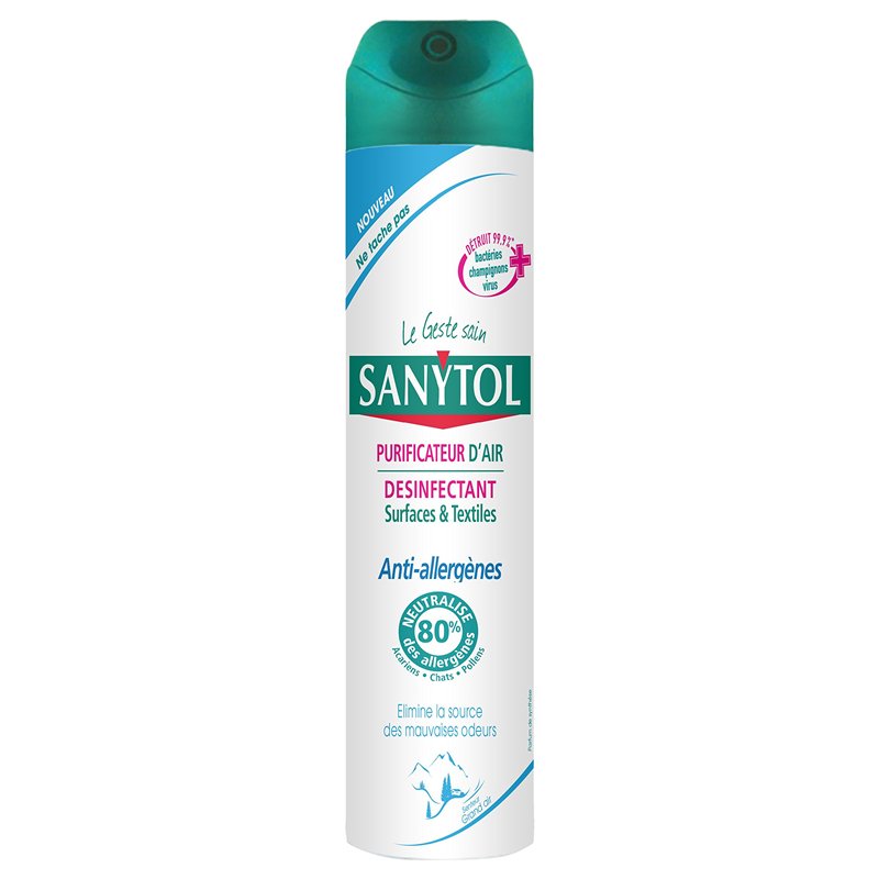 Sanytol - Désinfectant Purificateur d'Air Surface et Textile Anti Allergènes - Grand Air - 300 ml - Lot de 3 - Bactéricide, Viru