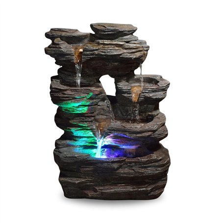 Zen’Light - Fontaine d’Intérieur Nature Pietra - Décor Zen Naturel en Résine Imitation Roche