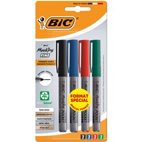 BIC 951476 Pocket 1445 Lot de 4 Marqueurs permanent Couleurs Assorties