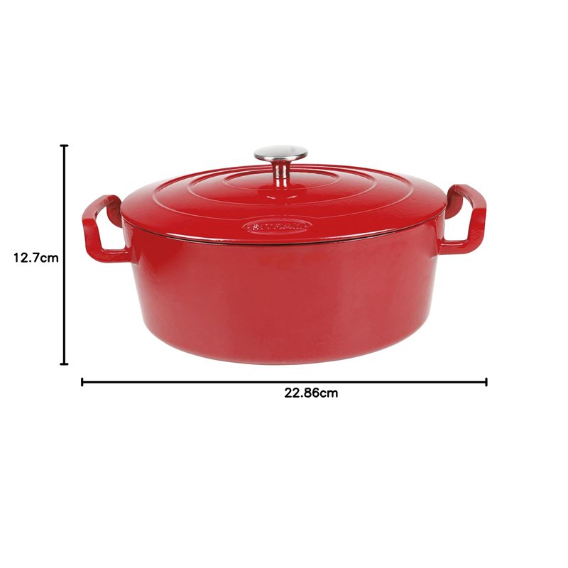 Image secondaire de Sitram COCOTTE ovale en fonte émaillée grande capacité 6,5 litres - Extérieur rouge brillant, intérieur noir mat - toutes source