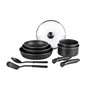Sitram 712763 Batterie 10 pcs alu noir : 3 poêles Ø20/24/28cm