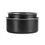 Sitram 712763 Batterie 10 pcs alu noir : 3 poêles Ø20/24/28cm, 2 casseroles Ø16/20cm, 2 ustensiles nylon, 1 couv. verre Ø24cm, 2