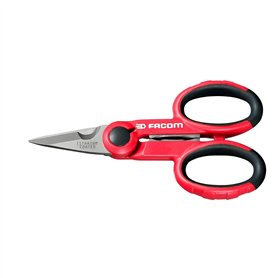 FACOM - Paire de Ciseaux d’Électriciens Gainés - 841A.4 - Branches Surmoulées Bi-Matière Ergonomiques - pour Droitier ou Gaucher