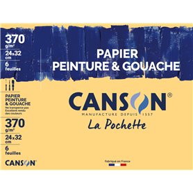 CANSON - Pochette 6 feuilles papier peinture et gouache 24x32cm - 370g/m²