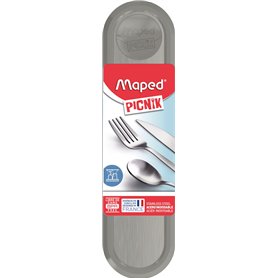 Maped Picnik Adulte - Ensemble de Couverts Transportables - Acier inoxydable -Boite et Couverts Nomades