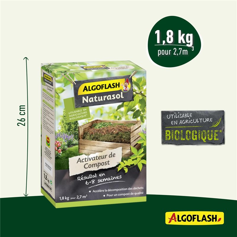 Image secondaire de ALGOFLASH NATURALSOL Activateur de Compost, Jusqu'à 2,7 m³, 1,8 kg, UAB, ACTIBIO18N