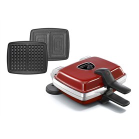 LAGRANGE Gaufrier Super 2 Antiadhésif rouge (plaques gaufres + croque monsieur)