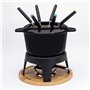 Baumalu 385051 Service à Fondue Fonte Noir avec Plateau en Bois