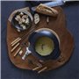 Baumalu 385051 Service à Fondue Fonte Noir avec Plateau en Bois, Métal