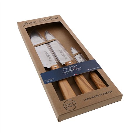 Jean Dubost SET 3 PIECES CUISINE MANCHE OLIVIER TRADITION
