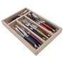 Ménagère 24 pièces Laguiole couleur London mix en range-couverts en bois naturel
