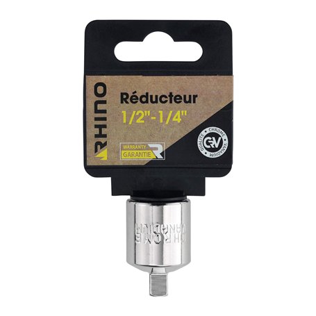 RHINO - Jeux de douilles - Réducteur/Adaptateur pour douille - Carré 1/2" vers 1/4" mâle - Fabriqué en Chrome Vanadium - Compati