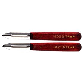 Nogent*** 01210J Lot de 2 Eplucheurs avec 2 Tranchants Lame en INOX 18/8 + Manche en Bois de Charme Merisier