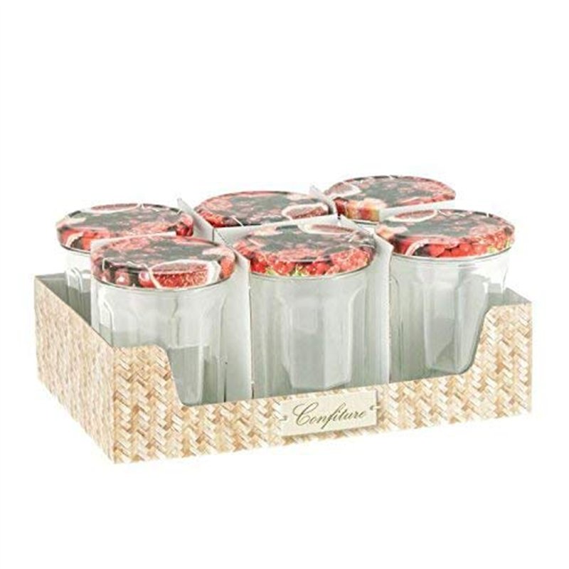 Image secondaire de BSCA 519553 Set de 6 Confituriers/Couvercle Décore Verre 385 ml