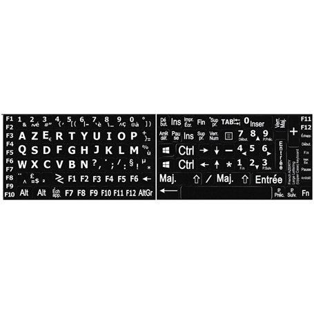 LA CAVERNE D'EABANI - Autocollants Lisibilité Clavier PC Grosses Touches Noir en PVC Compatible Clavier d'ordinateur Portable