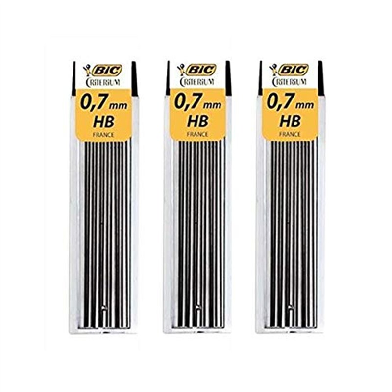 BIC Lot de 3 Etuis de 12 mines pour porte-mines Critérium 0,7 mm HB