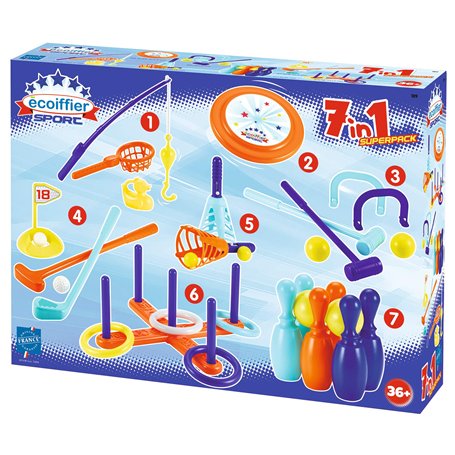 Jouets Ecoiffier Bowling -189 - Pack 7 jeux d'adresse – Jeux de plein air pour enfants – Dès 3 ans – Fabriqué en France L