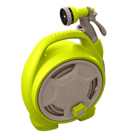 Jardibric - Dévidoir Enrouleur D'arrosage Portable 10m - Choix de Couleurs (Vert Anis ou Taupe Turquoise) - Compact et Pratique