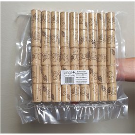 45 bouchons Hauteur 45 mm x Ø24 mm en liège naturel colmaté - étampés grappe - prêts à l'emploi - Conditionnés sous-vide - Durée