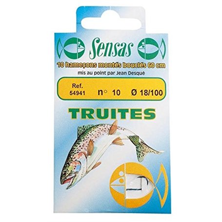 POCHETTE 10 HAMECONS MONTES TRUITES 8/20 - SENSAS