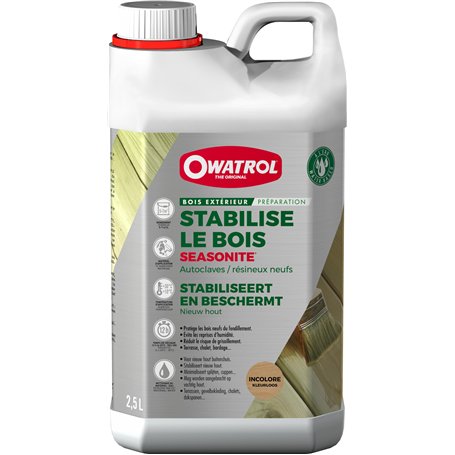 OWATROL - SEASONITE - Préparateur et stabilisateur Bois Neufs - Direct sur Bois Préparés - Incolore - 2