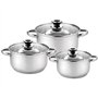 Haussmann Héritage® - 6 pièces Marmite Faitout acier inoxyable avec couvercles en verre - tous feux dont induction - HM-0613