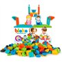 BLOKO – Coffret de 150 avec 2 Plaques de Jeu et 2 Figurines Famille – Dès 12 Mois – Fabriqué en Europe – Jouet de Construction 1