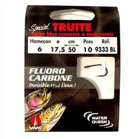 Water Queen VMC Hameçons spécial Truite Bleu sur Fil Fluorocarbone N°6 Fil Ø 17.5/100