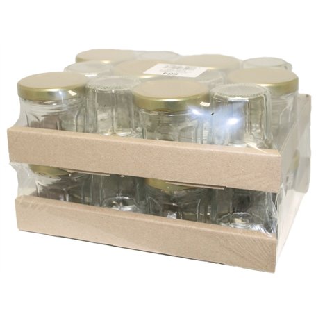 Bouchonnerie Jocondienne 684 Pack de 24 Confituriers Couvercle Verre Transparent et Doré 15 x 19 x 11 cm 44 ML