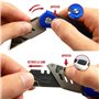 KELI - Cutter utilitaire professionnel, couteau pliant + 10 Lames Black Blade SK2 (Durée de vie 3 fois supérieure), Alu + Gomme,