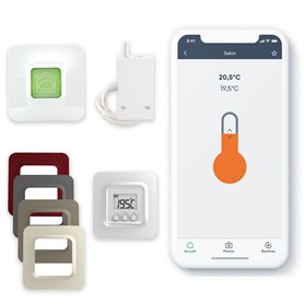 Delta Dore Thermostat sans fil connecté pour chaudière et pompe à chaleur avec box domotique Pack Tybox 5100 Connecté. Chauffage