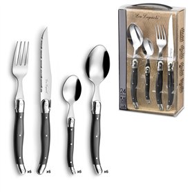 LOU LAGUIOLE - Valisette avec 24 couverts de table pour 6 personnes - Tradition - Acier inoxydable 18/0