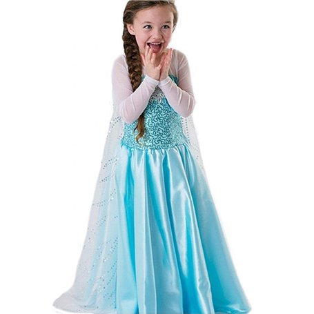 NICE SPORT Robe Princesse Reine des Neiges Frozen - Costume Enfant Fille - Princesse Elsa - Déguisement Haute Qualité - Bleu (15
