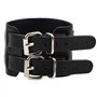ZENSE - Bracelet de force noir en cuir pour homme avec double lanières ZB0265