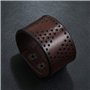 ZENSE - Bracelet force homme biker ou motard en cuir ajustable marron ZB0326