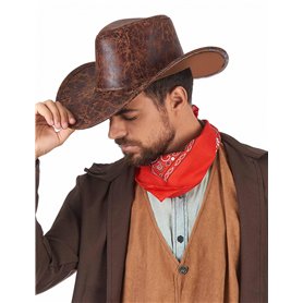 DEGUISE TOI - Chapeau de Cowboy Marron Imitation Cuir Adulte - Chapeau - Taille Unique - Marron - Accessoires pour déguisement -