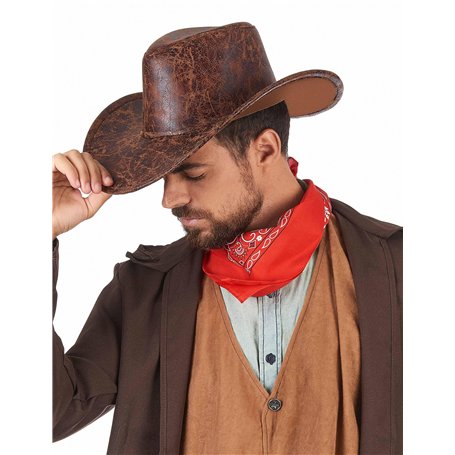 DEGUISE TOI - Chapeau de Cowboy Marron Imitation Cuir Adulte - Chapeau - Taille Unique - Marron - Accessoires pour déguisement -