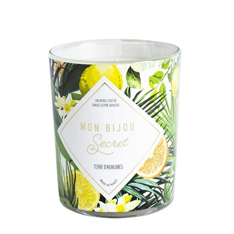 BOUGIE BIJOU PARFUMÉE • Parfum Agrume • Votre bijou surprise : à découvrir après combustion 40h