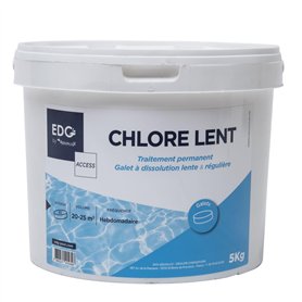 EDG - Chlore Lent Piscine - Désinfecte - Galet 200g - Seau 5 Kg- Action Permanente Longue Durée - Gamme Traitement Et Accessoire