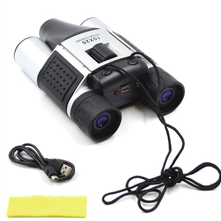 FISHTEC ® Jumelles Caméra Numérique – Enregistre Photos et Vidéos - 10x25 - Grossissement x10 - Champ de 101 à 1000m - A9-3h d'a
