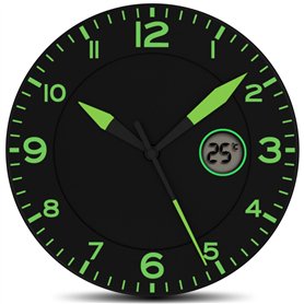 Fishtec - Horloge Murale Design Moderne - Pendule Silencieuse et Écran Température Digitale - Convient pour la Cuisine