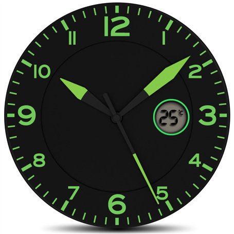 Fishtec - Horloge Murale Design Moderne - Pendule Silencieuse et Écran Température Digitale - Convient pour la Cuisine