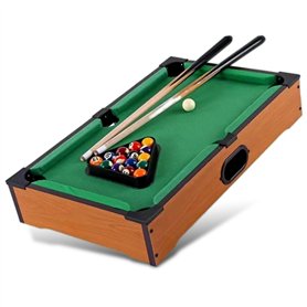 Mini Table de Billard Americain - Mini Billard Mobile - Revêtement Feutrine Vert - 2 Queues